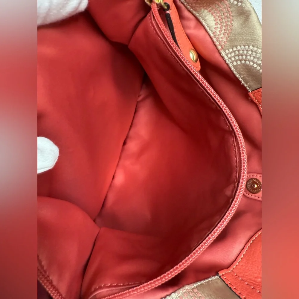 Coach Coral and Beige Shoulder Bag